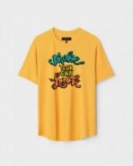 Yellow Unisex Polyster Regular Fit Printed Round Neck T-Shirt