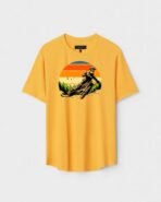 Yellow Unisex Cotton Regular Fit Printed Round Neck T-Shirt