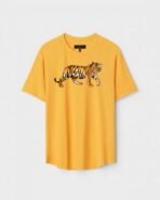 Yellow Unisex Cotton Regular Fit Printed Round Neck T-Shirt