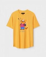 Yellow Unisex Cotton Regular Fit Printed Round Neck T-Shirt
