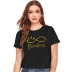 Cotton Regular Fit Printed Round Neck T-Shirt For Women