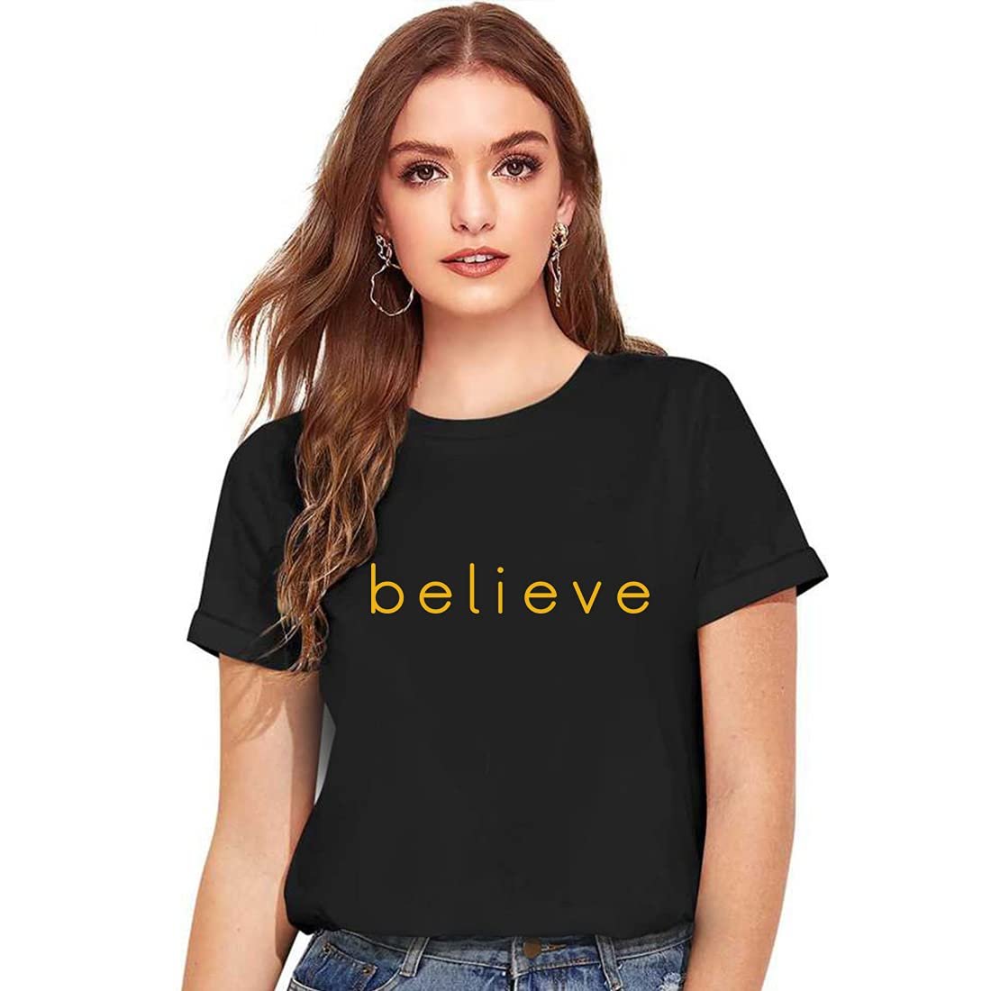 img-25-1.jpg Cotton Regular Fit Printed Round Neck T-Shirt For Women - Image 1