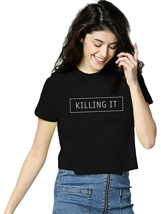 img-43-1.jpg Cotton Regular Fit Printed Round Neck T-Shirt For Women - Image 1