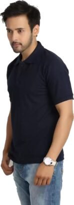 One-H Men's Polo Neck Short Sleeve Casual Tshirt Combo of Dark Blue, Black, Yellow colors (Pack of 3) - Image 3