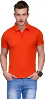 One-H Men's Polo Neck Short Sleeve Casual Tshirt Orange color (Pack of 1)