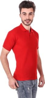 One-H Men's Polo Neck Short Sleeve Casual Tshirt Red color (Pack of 1) - Image 3